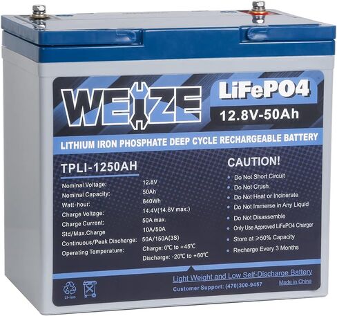 بطارية ليثيوم Weize 12V 100Ah LiFePO4، BMS ذكية مدمجة، مجموعة حماية من درجة الحرارة المنخفضة 31 بطارية دورة عميقة لمحرك التصيد، RV، الطاقة الشمسية، البحرية، التخييم وتطبيقات خارج الشبكة in Kuwait