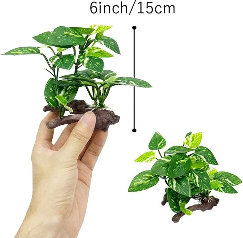 Smoothedo-Pets Fish Tank Decor Aquarium Decorations Ornaments Betta Leaf pad Hammock Plastic Artificial Plant Goldfish Fish Hides Small Tank/Reptiles Plants Driftwood (Green-Type-A-Set) in Saudi Arabia