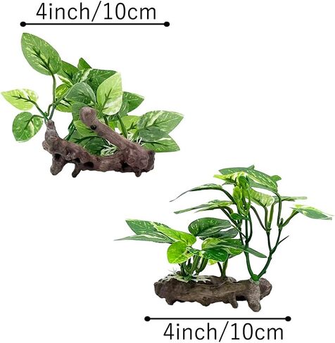 Smoothedo-Pets Fish Tank Decor Aquarium Decorations Ornaments Betta Leaf pad Hammock Plastic Artificial Plant Goldfish Fish Hides Small Tank/Reptiles Plants Driftwood (Green-Type-A-Set) in Saudi Arabia
