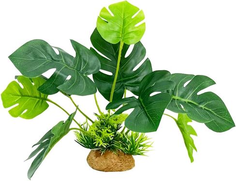 Smoothedo-Pets Fish Tank Decor Aquarium Decorations Ornaments Betta Leaf pad Hammock Plastic Artificial Plant Goldfish Fish Hides Small Tank/Reptiles Plants Driftwood (Green-Type-A-Set) in Saudi Arabia
