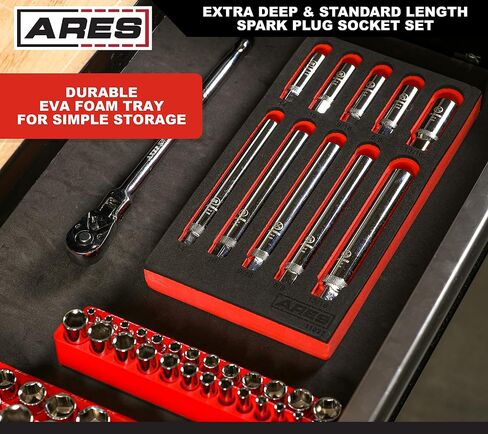 ARES 11028 - Extra Deep 5/8-Inch Spark Plug Socket – 3/8-Inch Drive Spark Plug Socket – 6-Inch Long 6-Point Socket for Superior Reach and Coverage in Saudi Arabia