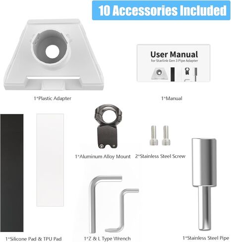 Gen 3 Mount for Starlink Wall Mount, Adjustable Starlink Gen 3 Wall Mount Roof Mount Gen 3 Mount Kit, Starlink Mount with Gen 3 Pipe Adapter for Standard Starlink Gen3 in Kuwait
