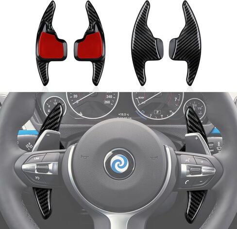 2PCS Steering Wheel Paddle Shifter Extensions Trim Carbon Fiber Decal Shift Paddle Blade Sticker Compatible with BMW 2 3 4 X1 X2 X3 X4 X5 X6 Accessories - 5 6 Series NOT FIT (Black) in Saudi Arabia