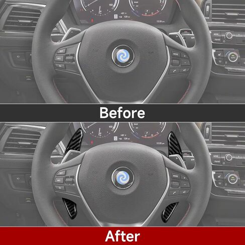 2PCS Steering Wheel Paddle Shifter Extensions Trim Carbon Fiber Decal Shift Paddle Blade Sticker Compatible with BMW 2 3 4 X1 X2 X3 X4 X5 X6 Accessories - 5 6 Series NOT FIT (Black) in Saudi Arabia