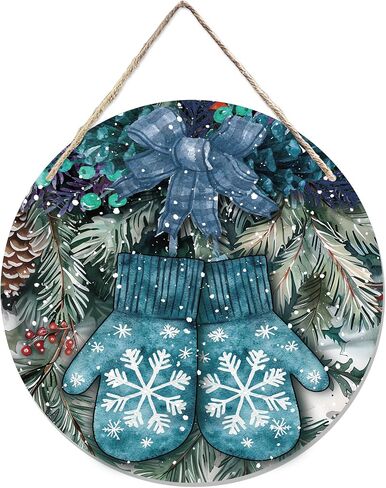 CGBHW Winter Snowflake Snowman Gnome Wooden Sign, Winter Wreath Christmas Holiday Vavy Blue Decoration Hanging Sign Wall Decor, Snuggle up Gnomies It’s Cold Outside Home Door Decor 12 x 12 Inch in Kuwait