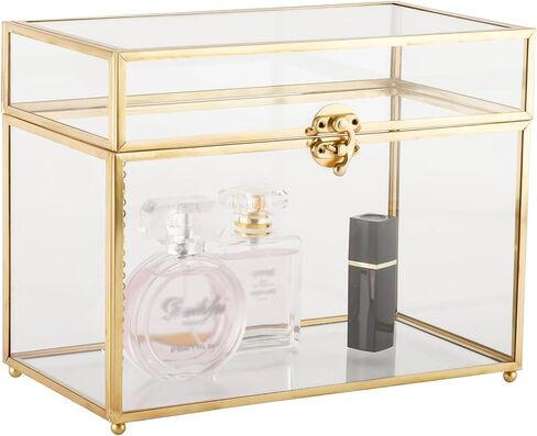 HighFree Glass Card Box, Large Clear Card Box for Wedding Receptions, Decorative Storage Box for Baby Shower, Birthday Party, Bridal Shower (With Slot, Gold) in Kuwait