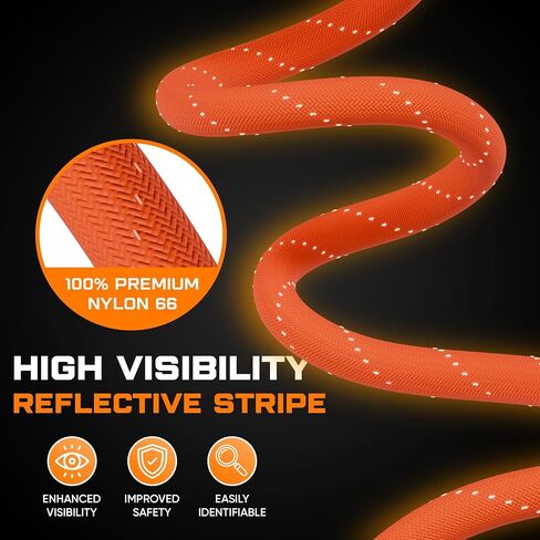 1"x30ft Kinetic Recovery Rope(48,500lbs)-Heavy Duty Tow Strap with Off Road Shovel, 2 Soft Shackles(7/16"x22") & Carry Bag-Offroad Recovery Kit, Recovery Strap, Tow Rope for Truck ATV UTV SUV (Orange) in Saudi Arabia