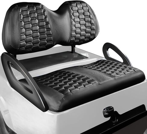 أغطية مقاعد عربة الجولف من NOKINS، وسادة مقعد مناسبة لنادي السيارات DS Pre-2000، ملحقات عربة الجولف أغطية مقاعد أمامية من الفينيل الماسي، بدون دباسة (ألياف الكربون السداسية باللونين الأسود والأسود) in Kuwait