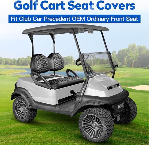 أغطية مقاعد عربة الجولف من NOKINS، وسادة مقعد مناسبة لنادي السيارات DS Pre-2000، ملحقات عربة الجولف أغطية مقاعد أمامية من الفينيل الماسي، بدون دباسة (ألياف الكربون السداسية باللونين الأسود والأسود) in Kuwait