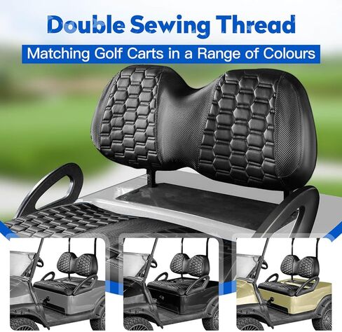 أغطية مقاعد عربة الجولف من NOKINS، وسادة مقعد مناسبة لنادي السيارات DS Pre-2000، ملحقات عربة الجولف أغطية مقاعد أمامية من الفينيل الماسي، بدون دباسة (ألياف الكربون السداسية باللونين الأسود والأسود) in Kuwait