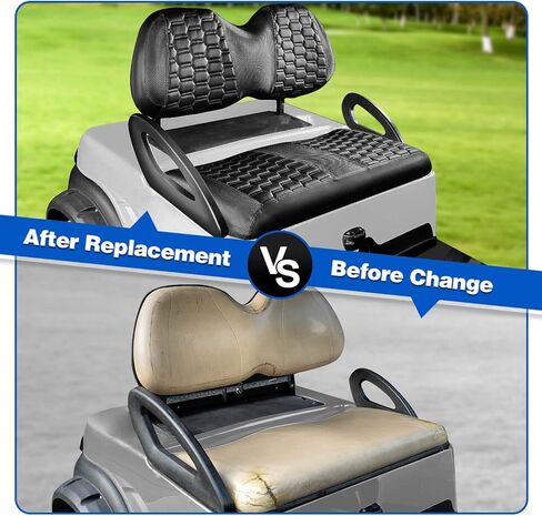 أغطية مقاعد عربة الجولف من NOKINS، وسادة مقعد مناسبة لنادي السيارات DS Pre-2000، ملحقات عربة الجولف أغطية مقاعد أمامية من الفينيل الماسي، بدون دباسة (ألياف الكربون السداسية باللونين الأسود والأسود) in Kuwait