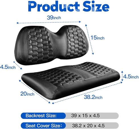أغطية مقاعد عربة الجولف من NOKINS، وسادة مقعد مناسبة لنادي السيارات DS Pre-2000، ملحقات عربة الجولف أغطية مقاعد أمامية من الفينيل الماسي، بدون دباسة (ألياف الكربون السداسية باللونين الأسود والأسود) in Kuwait