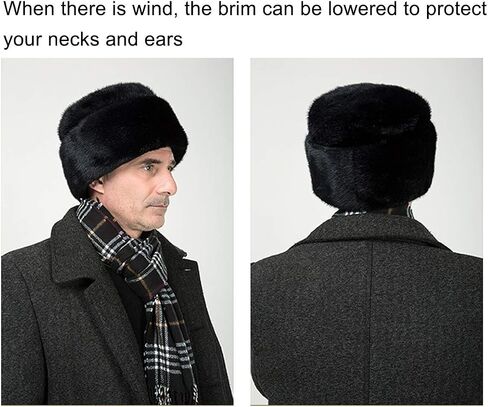 فو المنك الفراء القوزاق قبعة الشتاء الرجال الروسية Ushanka قبعة دافئة in Saudi Arabia