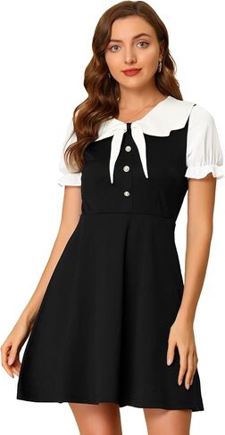 Allegra K Women's Halloween 50s Lolita Contrast Color Peter Pan Collar Dress in Saudi Arabia