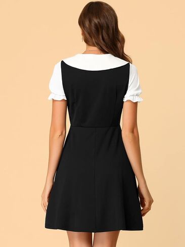 Allegra K Women's Halloween 50s Lolita Contrast Color Peter Pan Collar Dress in Saudi Arabia