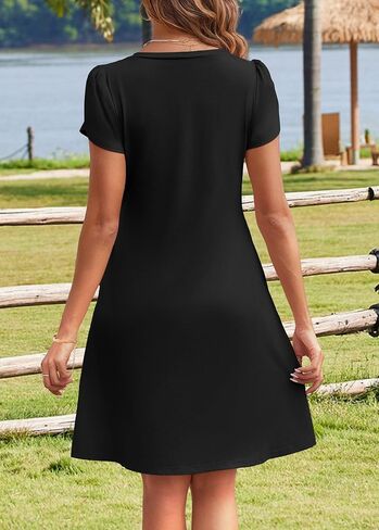 HOTOUCH Womens Summer Floral Beach V Neck Dresses Short Sleeve T Shirt Sundresses with Pockets 2025 Hawaiian Vacation in Kuwait