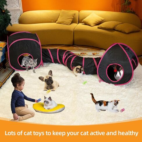 23PCS Assortment of Cat Toys -Foldable Spiral Cat Tunnel,Cat Spring,Mice,Cat Teaser, Colorful Balls & Bells, Indoor Toy. Perfect for Kittens, Cats, and Puppies! in Saudi Arabia