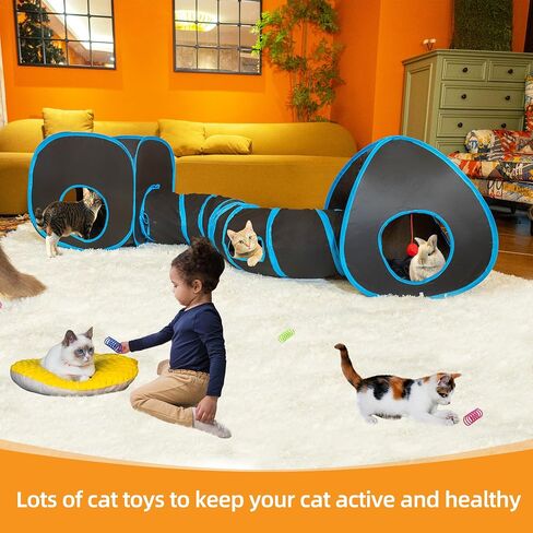 23PCS Assortment of Cat Toys -Foldable Spiral Cat Tunnel,Cat Spring,Mice,Cat Teaser, Colorful Balls & Bells, Indoor Toy. Perfect for Kittens, Cats, and Puppies! in Saudi Arabia