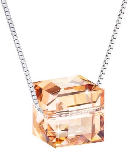 PLATO H S925 Sterling Silver Necklace Crystals Cube Pendant for Women Unique Jewelry with Exquisited Gift Box Valentines Mothers Day for Her in Kuwait