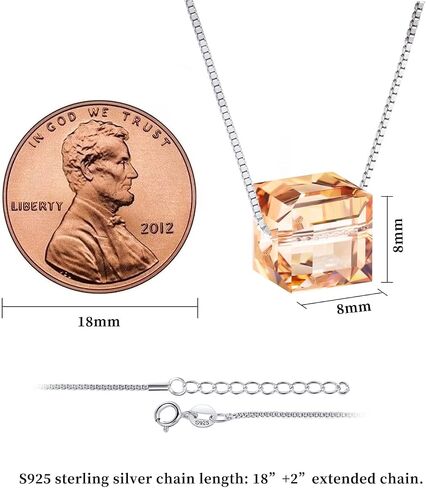 PLATO H S925 Sterling Silver Necklace Crystals Cube Pendant for Women Unique Jewelry with Exquisited Gift Box Valentines Mothers Day for Her in Kuwait