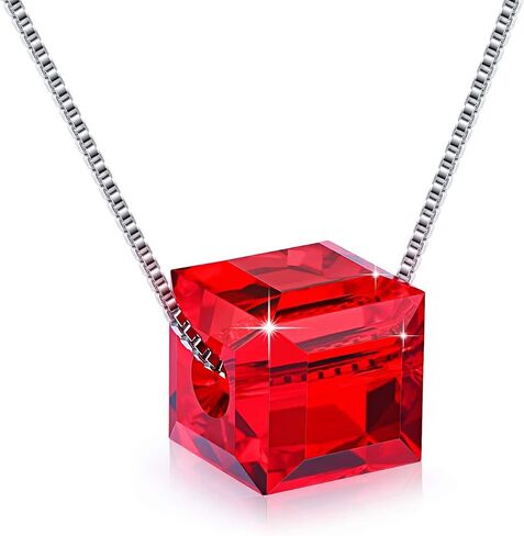 PLATO H S925 Sterling Silver Necklace Crystals Cube Pendant for Women Unique Jewelry with Exquisited Gift Box Valentines Mothers Day for Her in Kuwait