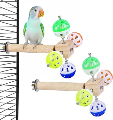 Bird Stand Perch Toy with Rotating Balls, Bird Toys for Parakeets, 7in Natural Pine Parrot Stand, Fun Toy for Birds Parrots Cockatiels Budgies Budgerigars Parrotlets Lovebirds (1 Pcs) in Kuwait