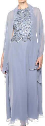 J Kara Women's Petite Sleeveless Beaded Pop Over Dress with Scarf in Saudi Arabia
