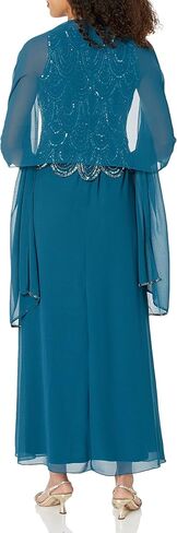 J Kara Women's Petite Sleeveless Beaded Pop Over Dress with Scarf in Saudi Arabia