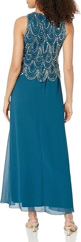 J Kara Women's Petite Sleeveless Beaded Pop Over Dress with Scarf in Saudi Arabia