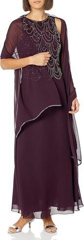 J Kara Women's Petite Sleeveless Beaded Pop Over Dress with Scarf in Saudi Arabia