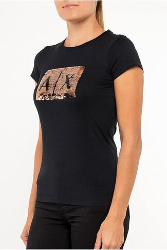 Armani Exchange Women's Basic T-Shirt with Logo on Bust in Saudi Arabia