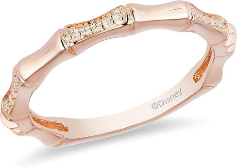 Jewelili Enchanted Disney Fine Jewelry 10K Rose Gold 1/20 Cttw Diamond Mulan Fashion Ring in Kuwait
