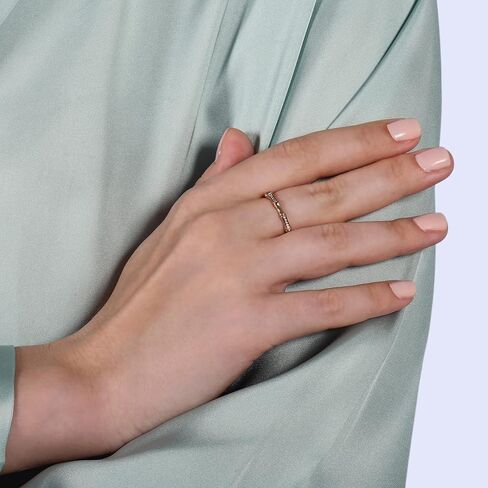 Jewelili Enchanted Disney Fine Jewelry 10K Rose Gold 1/20 Cttw Diamond Mulan Fashion Ring in Kuwait