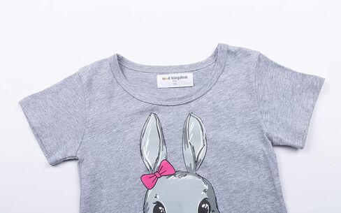 Mud Kingdom Little Girls Short Sleeve Dress Happy Easter Cute Bunny Casual Cotton Dress in Saudi Arabia