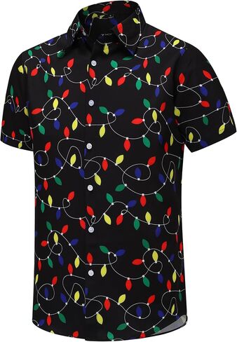 Christmas Hawaiian Shirt for Men Short Sleeve Button Down Santa Claus Vacation Shirts in Saudi Arabia