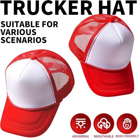 10 Blank Trucker Hats with Decorative Ropes,Men and Women Baseball Cap Heat Transfer Graffiti Hats in Kuwait