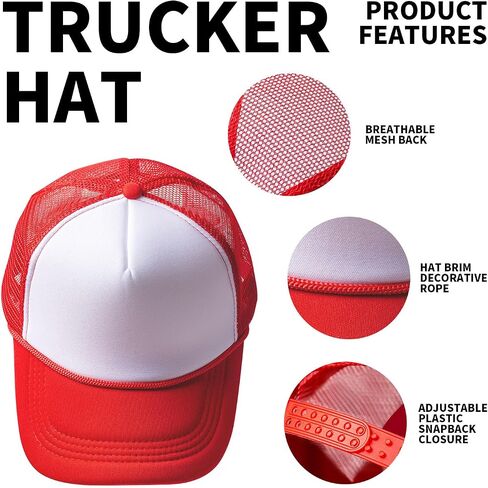 10 Blank Trucker Hats with Decorative Ropes,Men and Women Baseball Cap Heat Transfer Graffiti Hats in Kuwait
