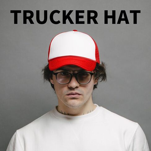 10 Blank Trucker Hats with Decorative Ropes,Men and Women Baseball Cap Heat Transfer Graffiti Hats in Kuwait