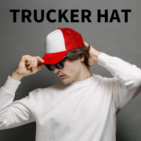 10 Blank Trucker Hats with Decorative Ropes,Men and Women Baseball Cap Heat Transfer Graffiti Hats in Kuwait