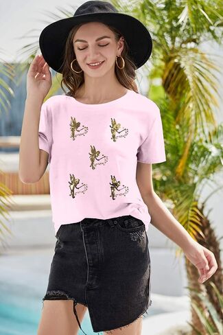 Magical Shirt for Women Magic Princess Sequin Top Vacation Holiday Short Sleeve Top Graphic Tshirt in Saudi Arabia
