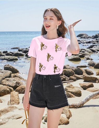 Magical Shirt for Women Magic Princess Sequin Top Vacation Holiday Short Sleeve Top Graphic Tshirt in Saudi Arabia