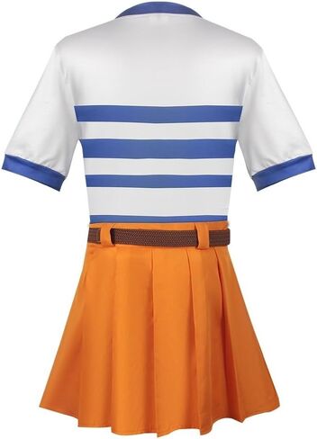 Nami Dress Cosplay Costumes Girls Nami Live Action T-Shirt Pleated Skirt with Belt Halloween Set in Saudi Arabia