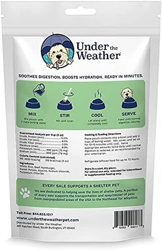 Under the Weather Bland Diet for Dogs | Easy to Digest Stomach Support for Sick Dogs | Contains Electrolytes, Gluten-Free, All Natural | 1 Pack - Turkey, Oatmeal, Sweet Potato & Slippery Elm - 6oz in Kuwait