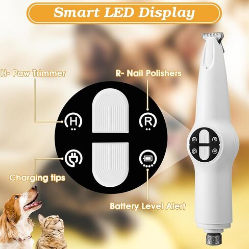 Palksky Upgraded 18 mm Widen Blade Dog Paw Trimmer with Light, 35 dB Low Noise, LED Display, Fully Waterproof, Rechargeable Clipper for Dogs Cats Trimming Paws, Eyes, Ears, Face, and Rump in Saudi Arabia