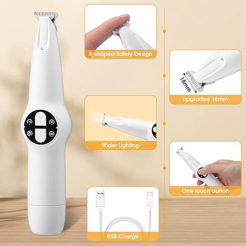 Palksky Upgraded 18 mm Widen Blade Dog Paw Trimmer with Light, 35 dB Low Noise, LED Display, Fully Waterproof, Rechargeable Clipper for Dogs Cats Trimming Paws, Eyes, Ears, Face, and Rump in Saudi Arabia