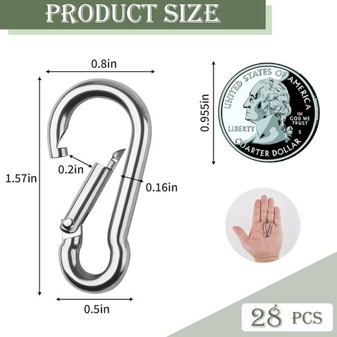 12 Pcs Small Carabiner Clip, 1.57inch Carabiners Clips, Stainless Steel Mini Carabiner for Keys, Climbing, Fishing, Camping, Water Bottle, Pet Tags, Feeders, Flag Rigging, Hiking in Saudi Arabia