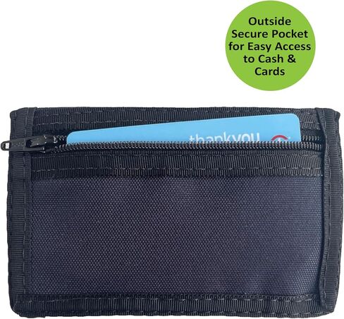 Sprocket Compact Nylon Trifold Wallet with Zippered Pocket (Navy) in Kuwait
