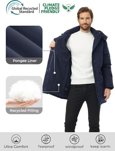 wantdo Men's Winter Coat Warm Parka Jacket Waterproof Puffer Jacket with Removable Hood (Regular and Big Size) in Kuwait
