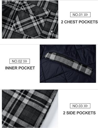 TACVASEN Mens Flannel Jacket with Hood Thick Plaid Flannel Shirts Quilted Lined Long Sleeve Winter Cotton Coat Button Down in Saudi Arabia