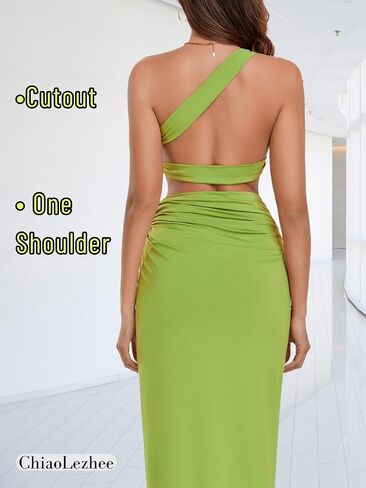 Sexy Cutout Maxi Dress, Ruched Backless, Vacation Outfits for Women, Bodycon Cocktail Miami Cut Out Open Back in Kuwait